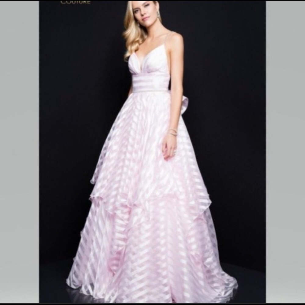 Tiered Strip Prom Dress